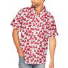 HUGLAZY Funny Hawaiian Christmas Shirts for Men Santa Claus Hat Short Sleeve Festival Party Outfit Family Matching Holiday Costume Red 4XL view 2