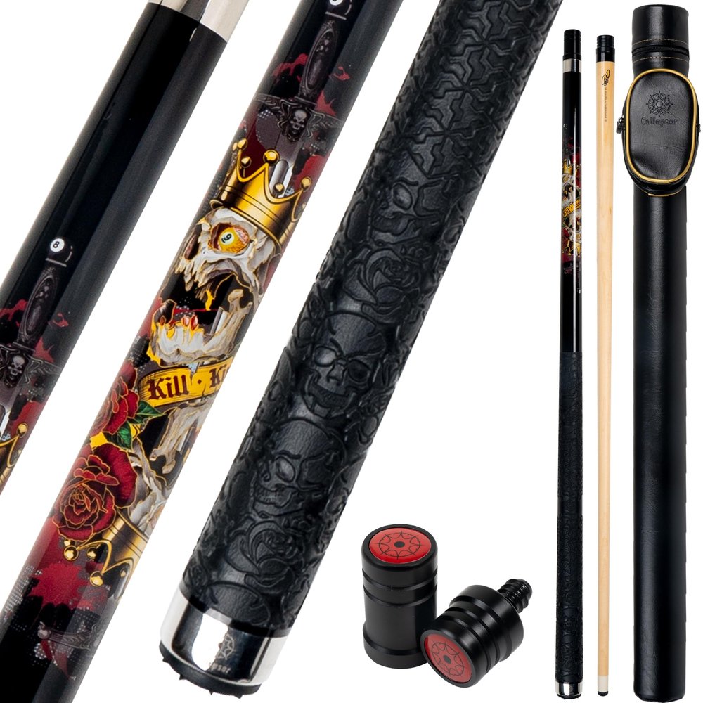 Collapsar CBP Pool Stick with 1X1 Hard Case,13mm Tip with Low Deflection Technology Billiard Cue,58" 2-Pieces 19-21 oz Professional Pool Cue Set