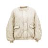 s of Today Prime Women Long Sleeve Lapel Hood Warm Quilted Jacket Teddy Coat for Women with Hood New Winter Solid Color Long Sleeve Casual Button Zipper Cotton Padded Coat for Women Lin Khaki view 2