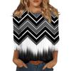 3/4 Length Sleeve Womens Tops Fall Knit Printed Crew Neck T Shirts Loose Fit Geometric Casual Elegant Plus Size Blouses Lightweight Classic Tunic Tops with Leggings Winter Clothes 2025, Gray, Medium view 1
