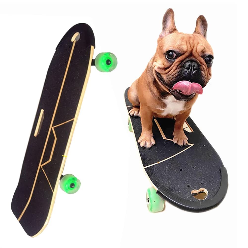 KJLYLPP Dogs Skateboard with Surf Stand Pet Skateboard Skateboard with Colorful PU Wheels for English-French Bulldog (62X21cm)