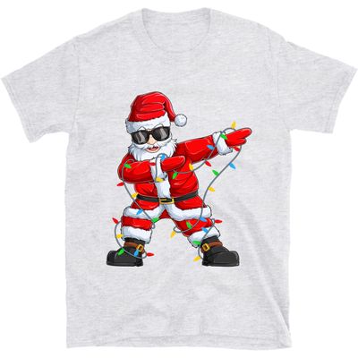 UNIDESGIFTS Dabbing Santa Shirt for Boys Girls Christmas Tree Lights Ugly Sweater for Kids Toddler Funny X-mas Gifts Sweatshirt Size Youth S Sport Grey