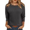 3/4 Sleeve Tops for Women Fall Knit Crew Neck T Shirts Loose Fit Dressy Workout Solid Three Quarter Blouses Plus Size Tunic Tops to Wear with Leggings Winter Outfits 2025, Dark Gray, XX-Large view 1