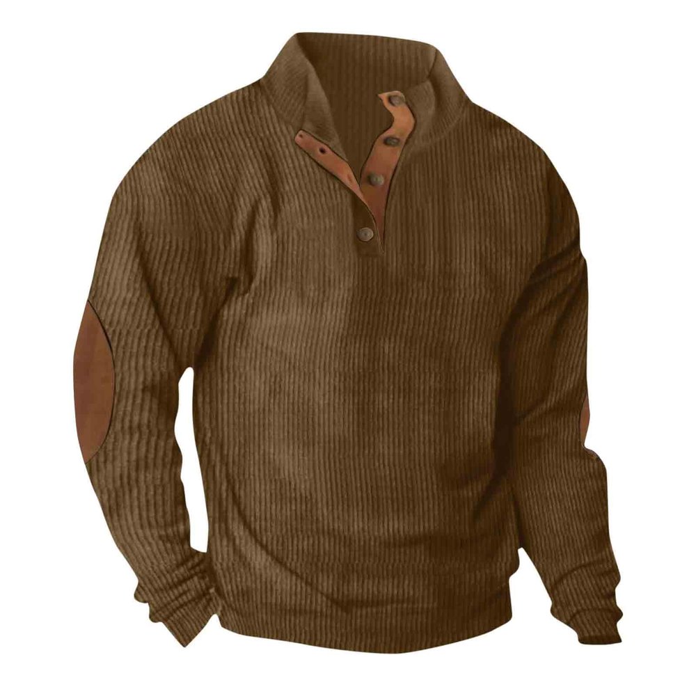 KICILVS Mens Corduroy Sweatshirt Outdoor Casual Stand Collar Long Sleeve Shirt Quarter Button Pullover Thermal Henley Tops