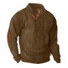 KICILVS Mens Corduroy Sweatshirt Outdoor Casual Stand Collar Long Sleeve Shirt Quarter Button Pullover Thermal Henley Tops view 1