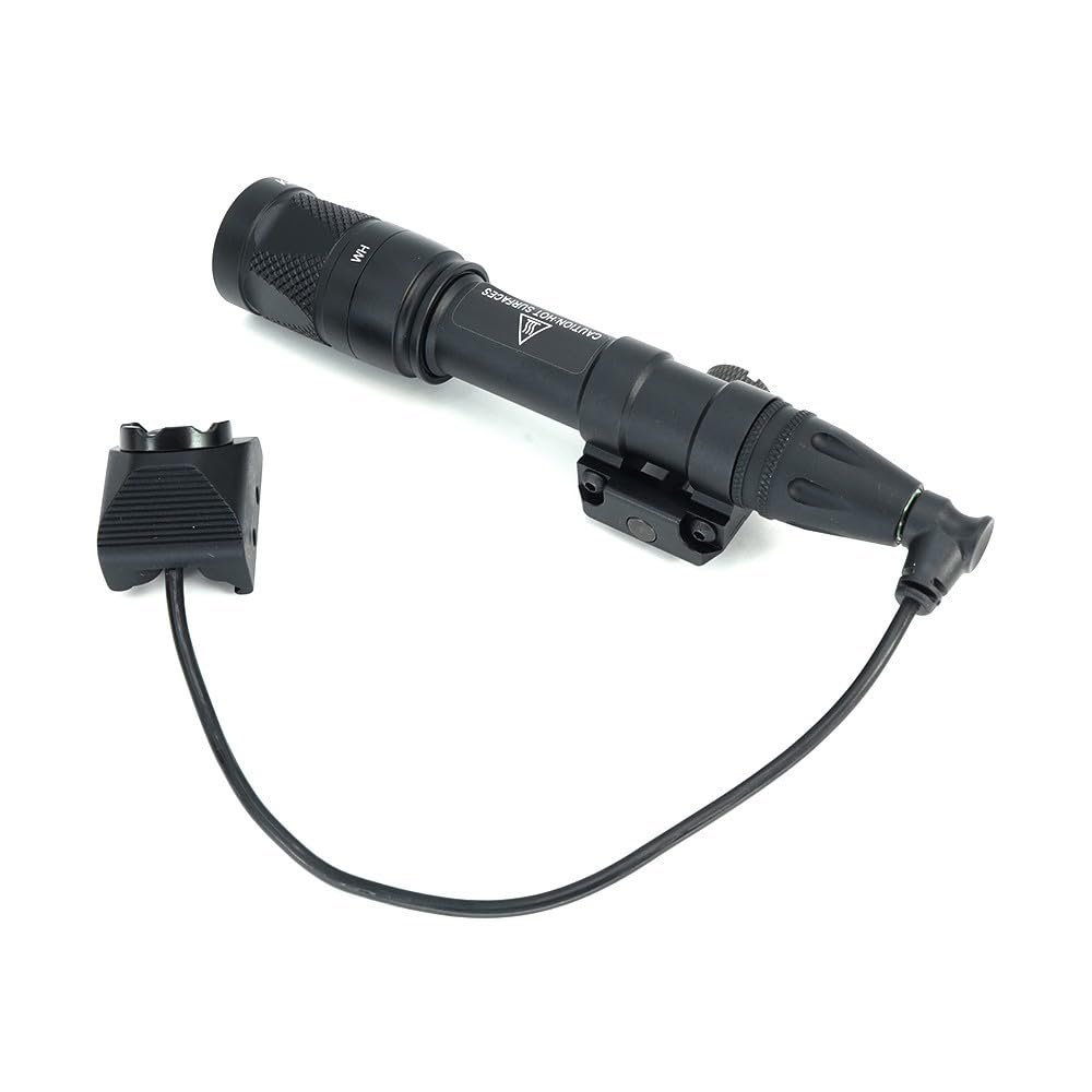 HATSEN Tactical M600V Flashlight IR Light with Flashlight Mount & Modular Remote Activation Pressure Switch & Crane Tailcap, 500 Lumens LED Light for Outdoor Hunting, Fit 20mm Picatinny Rail, Black