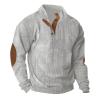 Mens Corduroy Sweatshirt Outdoor Casual Stand Collar Long Sleeve Shirt Quarter Button Pullover Thermal Henley Tops view 1