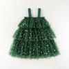 Toddler Girl Christmas Dress Star Sequin Layered Tulle Green Tutu Dress Xmas Outfit 1-7Y Girls Smash Xmas Tree Cake Dresses view 2
