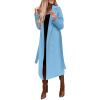 Long Jackets For Women Womens Wool Blend Trench Coats Long Overcoat Elegant Lapel Collared Belted Warm Thicken Pea Coats Plain Wrap Jackets Outerwear Light Blue 2X view 1
