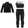 Sinleey Kids Girls Ice Skating Rhinestone Outfit Gym Training Suit Figure Skating Jacket Crop Top with Pants Set Black 14 Years view 2