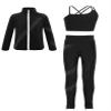 Sinleey Kids Girls Ice Skating Rhinestone Outfit Gym Training Suit Figure Skating Jacket Crop Top with Pants Set Black 8 Years view 1