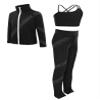 Sinleey Kids Girls Ice Skating Rhinestone Outfit Gym Training Suit Figure Skating Jacket Crop Top with Pants Set Black 8 Years view 3
