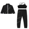 Sinleey Kids Girls Ice Skating Rhinestone Outfit Gym Training Suit Figure Skating Jacket Crop Top with Pants Set Black 8 Years view 4