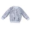 Betadog Sequin Jacket for Girls Kids Toddler Zipper Bomber Jacket Zipper Coat Outwear with Pockets (Silver, 4 Years) view 1
