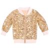 Betadog Girls' Sequin Bomber Jacket with Pockets Lightweight Long Sleeve Zipper Gradient Jackets for Kid (Gold, 5 Years) view 1
