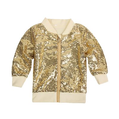 Betadog Sequin Bomber Jackets Girls Long Sleeve Zip up Jacket for Kids Birthday Christmas Shiny (Rose Gold, 3 Years)