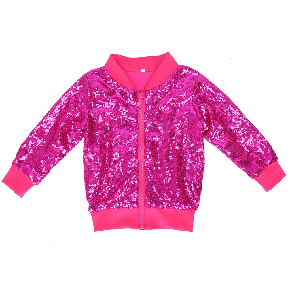 Betadog Kids Jackets Girls Boys Sequin Zipper Coat Jacket for Toddler Birthday Christmas Clothes Jacket (RD1, 8 Years)