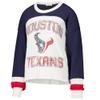 47 Women's Cream Houston Texans Double Header Curve Raglan Long Sleeve Crop Top view 2
