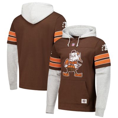 47 Men's Brown Cleveland Browns Throwback Double Header Blitz Cornerback Hoodie