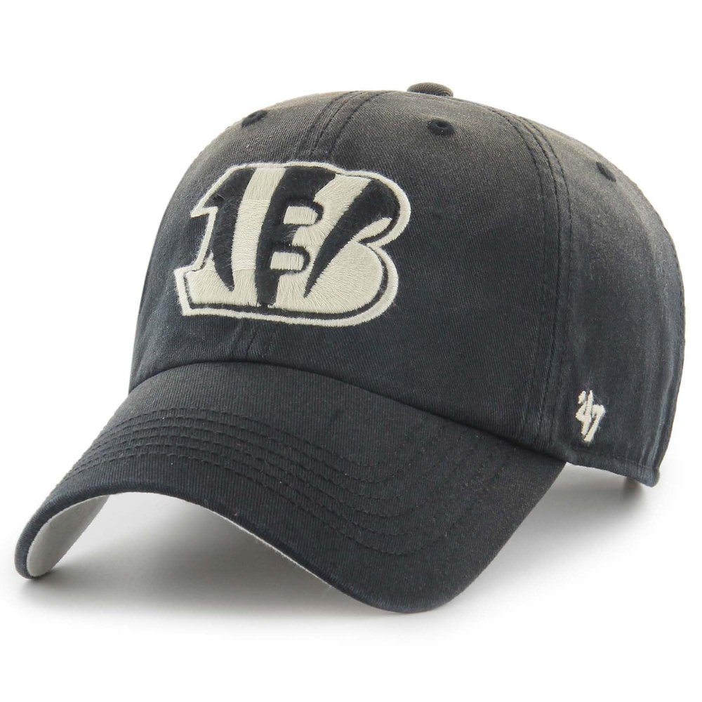 47 Men's Black Cincinnati Bengals Dusted Relaxed Clean Up Adjustable Hat