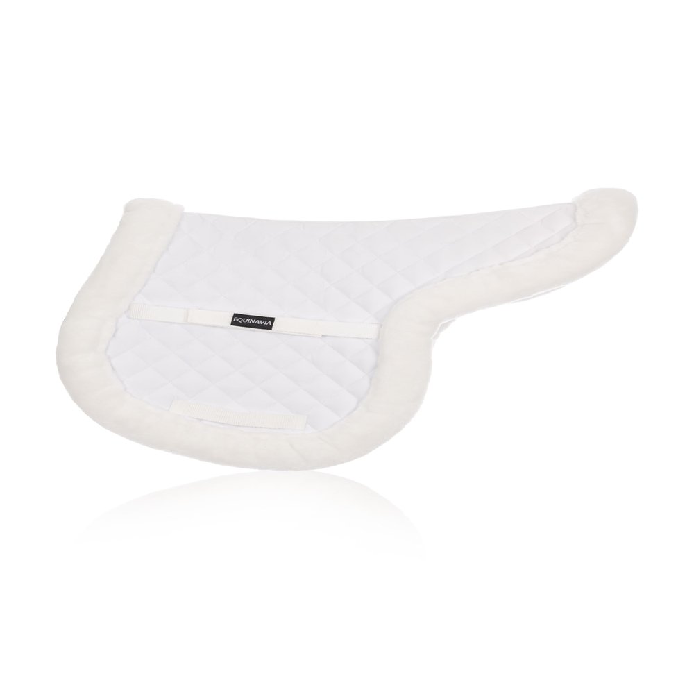 Equinavia Eidsvoll Forward Cut Shaped English Saddle Pad for Show Jumping with Ultra Fleece Trim - White - M