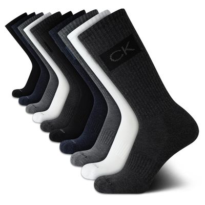 Calvin Klein Mens Crew Socks - 10 Pack Cushioned Athletic Performance Breathable Running and Sports Crew Socks for Men, Size 7-12, Heather Grey Assorted