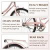 ACEGER Girls Bike with Rattan Basket for 10+ Years, 24" 26" 1 & 7 Speed Comfort Commute Bicycle, Included Dual Brakes & Seat Rack, Adjustable Handlebar & Saddle view 4
