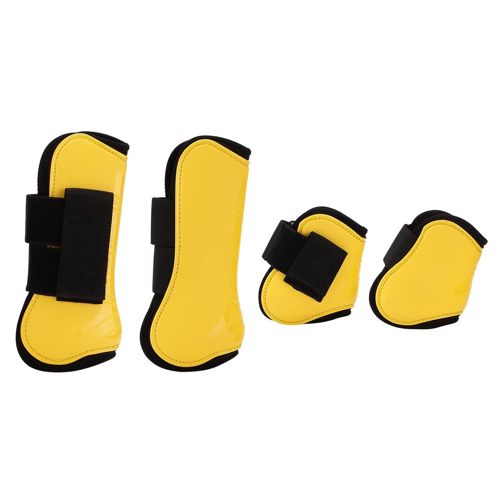 Zoeyilan Horse Tendon Boots, Horse Fetlock Boots, Horse Sport Boots, Set of 4 PU Shell Guard Boots for Riding Shock Absorbing Jumping Protection (A Set of Four Large)