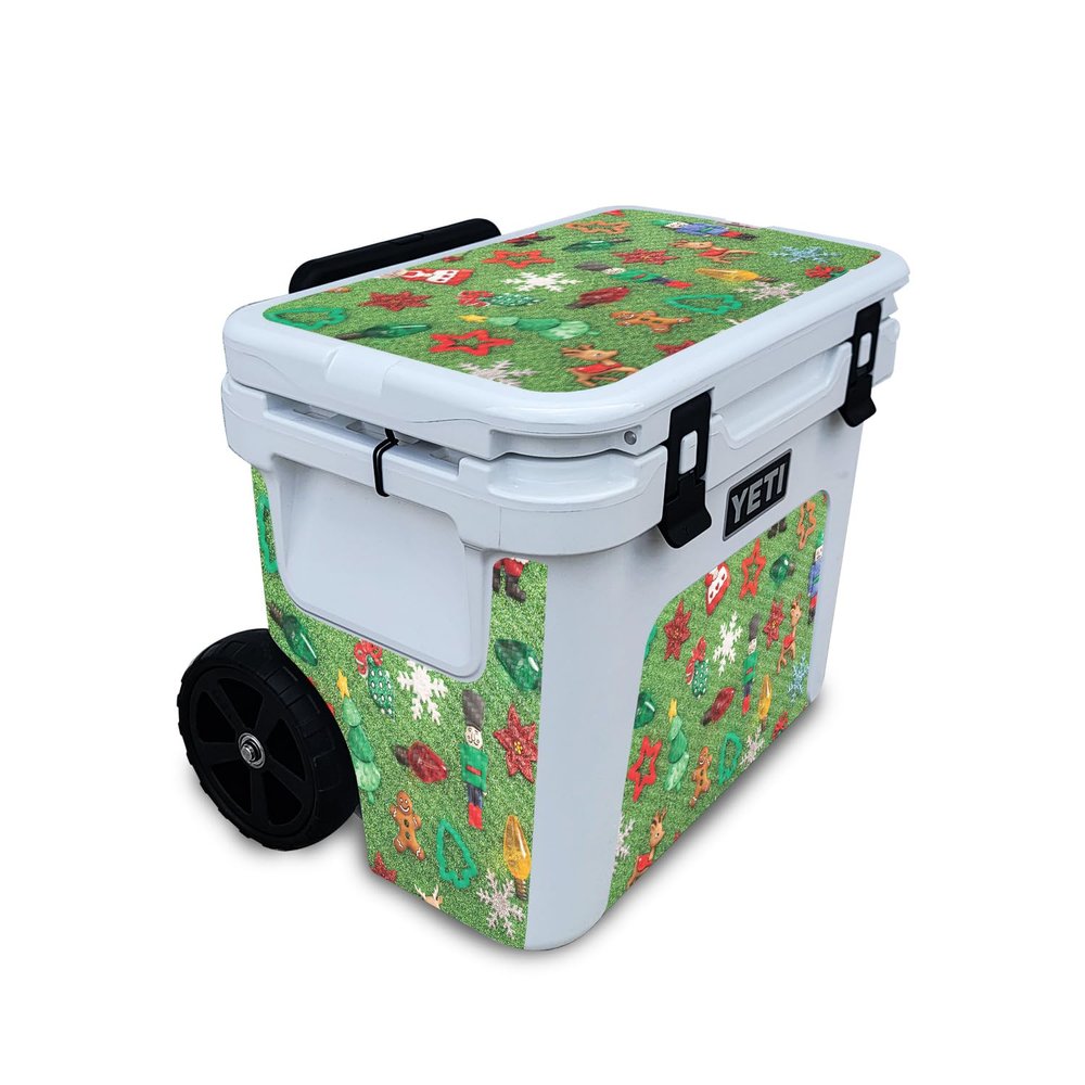 Carbon Fiber Cooler Skin Compatible with Yeti Roadie 32 Wheeled Cooler - Christmas Collection - Premium 3M Vinyl Protective Wrap Decal Cover - Easy to Apply | Crafted in The USA by MightySkins