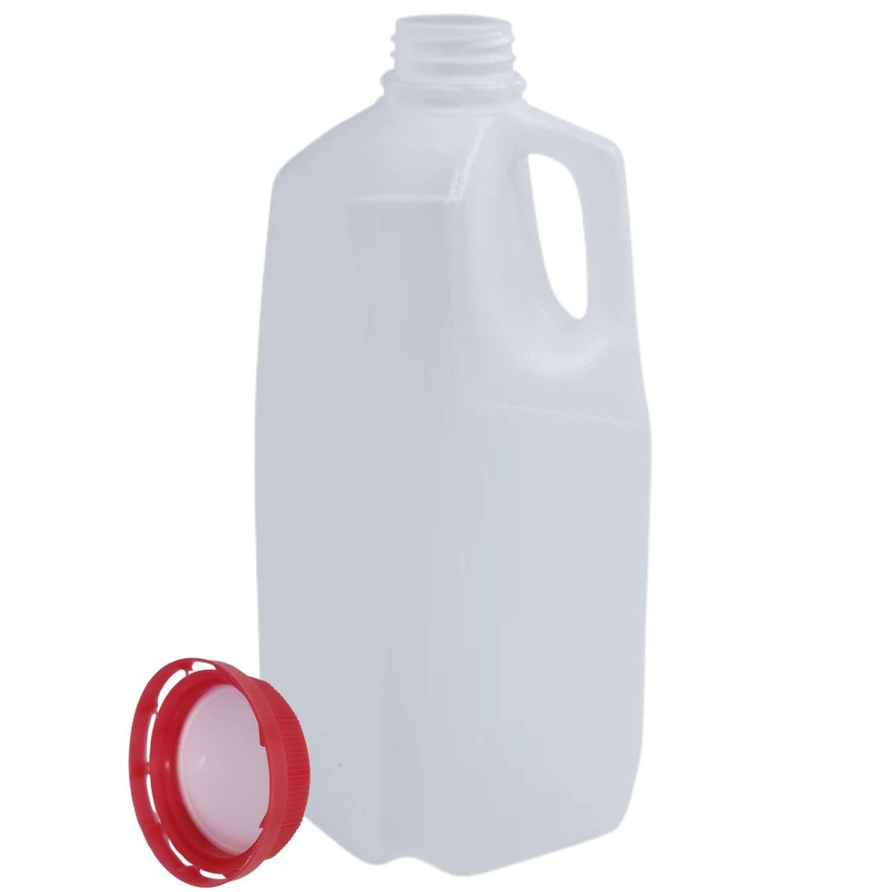 [20 Pack] Half Gallon Jugs Bottles (64 oz) with Tamper Evident RED Screw Caps Great for Homemade Juices, Milk, Smoothies, Tea and Other Beverages - Food Grade BPA Free