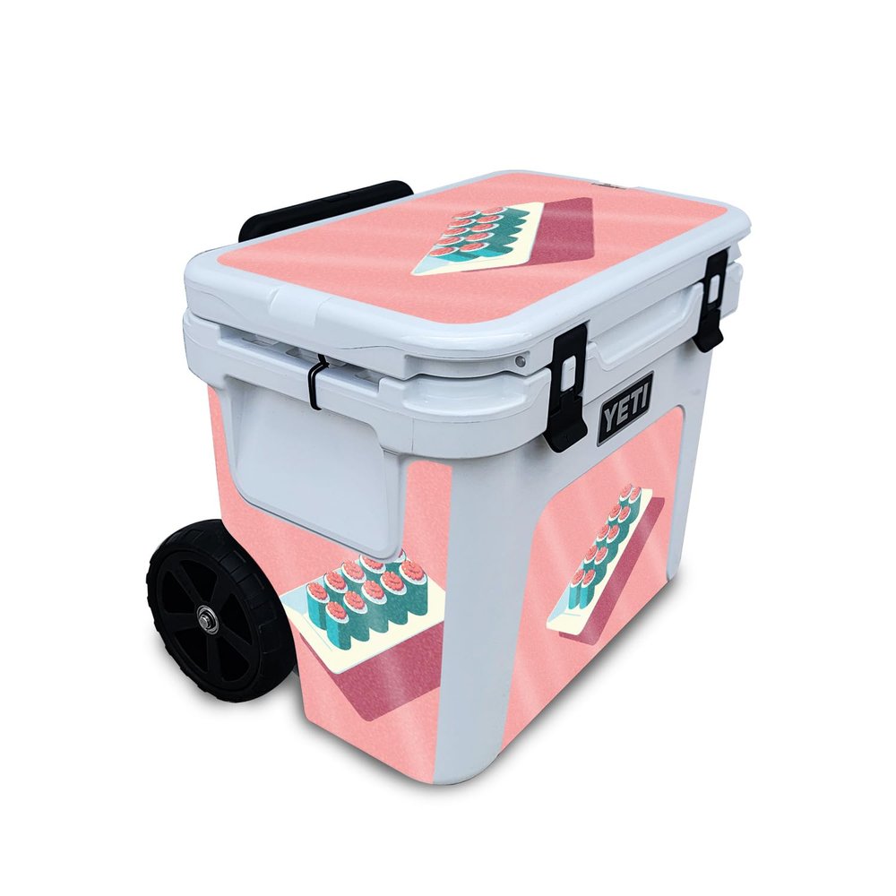 Glossy Glitter Cooler Skin Compatible with Yeti Roadie 32 Wheeled Cooler - Sushi Plate - Premium 3M Vinyl Protective Wrap Decal Cover - Easy to Apply | Crafted in The USA by MightySkins