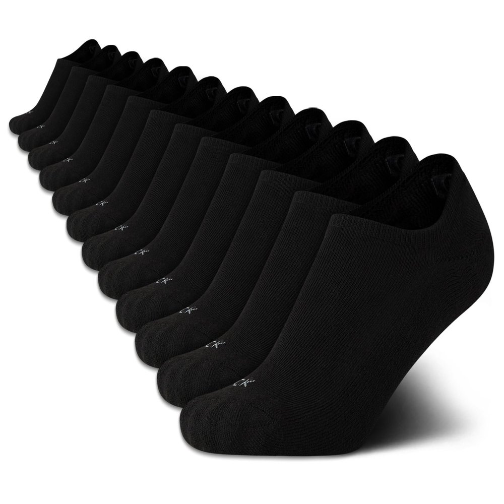 Calvin Klein Womens No Show Socks - 12 Pack Lightweight Cotton Blend Invisible No Slip Sneaker Liner Athletic Socks for Women, Size 4-10, All Black