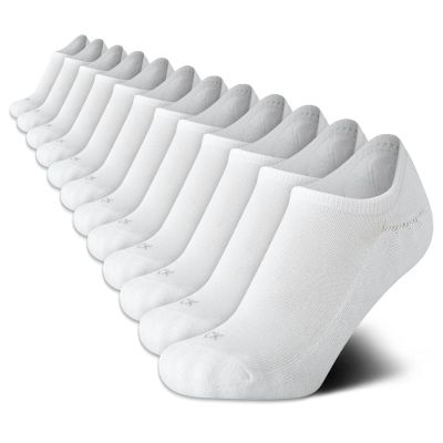 Calvin Klein Womens No Show Socks - 12 Pack Lightweight Cotton Blend Invisible No Slip Sneaker Liner Athletic Socks for Women, Size 4-10, All White