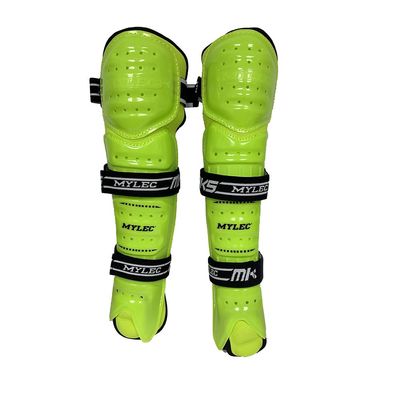 MyLec MK5 Street/DEK Shin Pad, Lightweight & Durable Hockey Accessories, 360 Straps, Hard Front Shells, Breathable Material, Metatarsal Padding Ice Hockey Shin Guards, Foam Rubber (Safety Green, 15")
