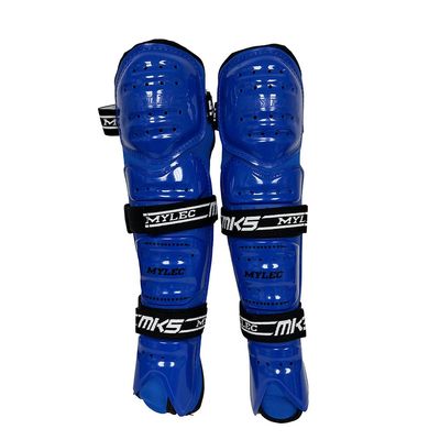 MyLec MK5 Street/DEK Shin Pad, Lightweight & Durable Hockey Accessories, 360 Straps, Hard Front Shells, Breathable Material, Metatarsal Padding Ice Hockey Shin Guards, Foam Rubber (Blue, 15")
