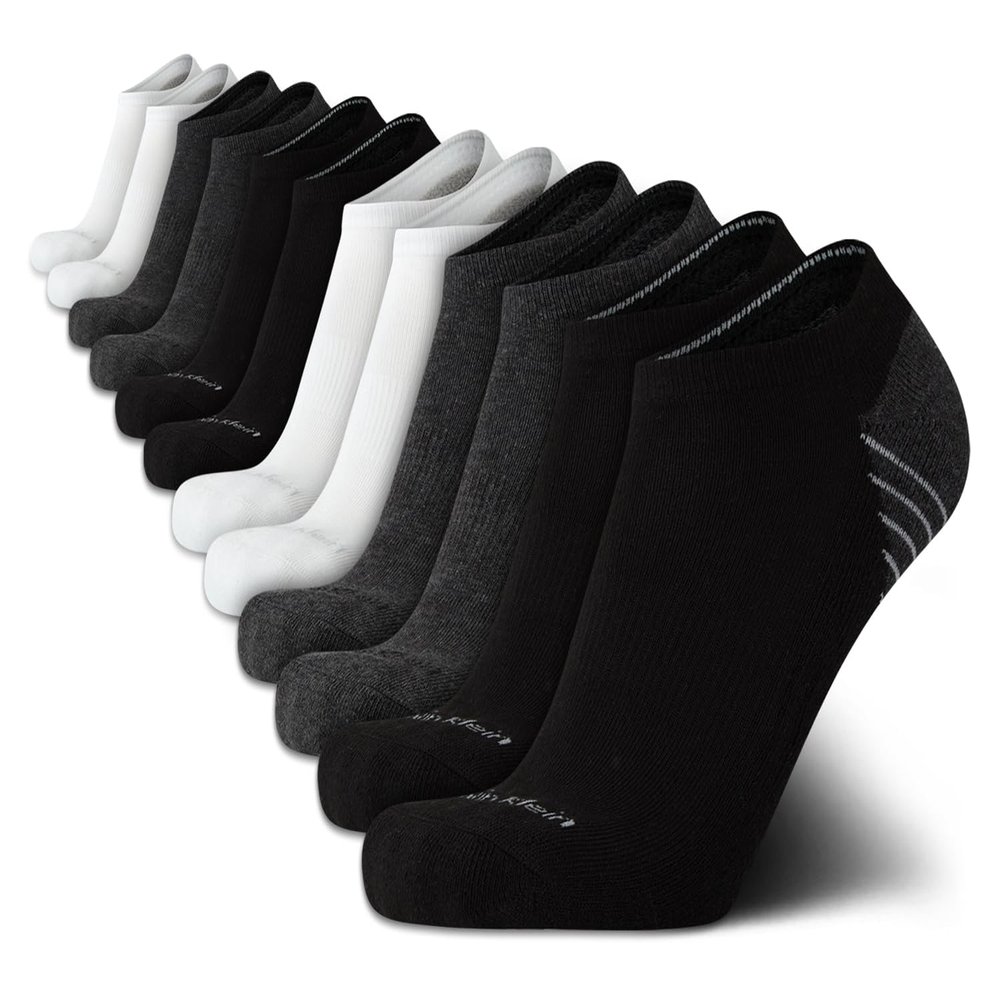 Calvin Klein Mens No Show Socks - 12 Pack Lightweight Breathable Cushioned Athletic Low Cut Socks for Men, Size 7-12, Black/Grey/White