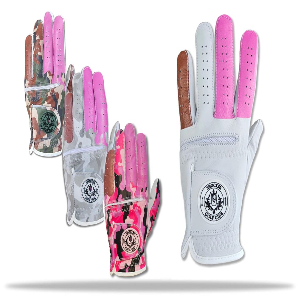 Scale Wear Design Shocker Camo Golf Glove Men's - Premium Cabretta100% Leather, Durable Grip, White and Camo, Adult Men's Golf Gloves, Funny Gag Gift, Left & Right Handed, Small to XXL Sizes