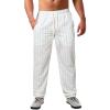LCMTWX Sweatpants for Men Baggy, Men Sweatpants Summer Pinstripe Cotton and Casual Sports Pants Athletic Loose Fit (White, L) view 1