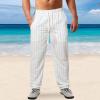 LCMTWX Sweatpants for Men Baggy, Men Sweatpants Summer Pinstripe Cotton and Casual Sports Pants Athletic Loose Fit (White, L) view 2
