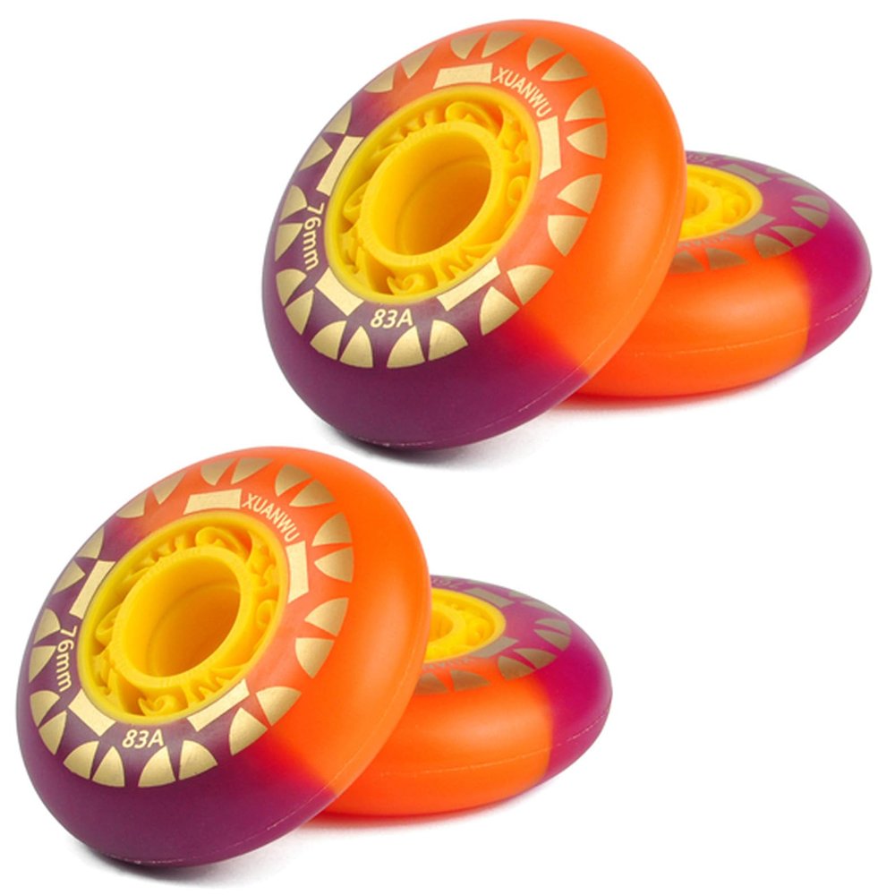 GROWTHLIN Inline Skate Replacement Wheels Outdoor & Indoor Inline Skate Wheels 85A 72mm 76mm 80mm with Bearings (4/8-Pack) Roller Skate Wheel Replacement