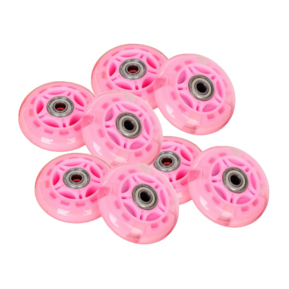 GROWTHLIN Inline Skate Replacement Wheels Outdoor & Indoor 85A Inline Skate Wheels 64mm/70mm with Bearing (8-Pack) Roller Skate Skating Wheels Roller Skate Wheel Replacement,Pink,64mm