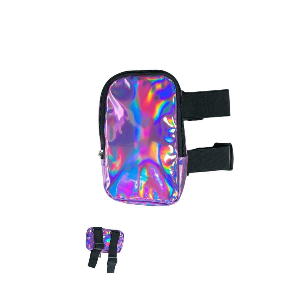 Adjustable Straps Leg Bag, Smart Colorful Outdoor Waist Pack, Holographic Thigh Leg Bag for Hiking, Sports, Travel black (purple)