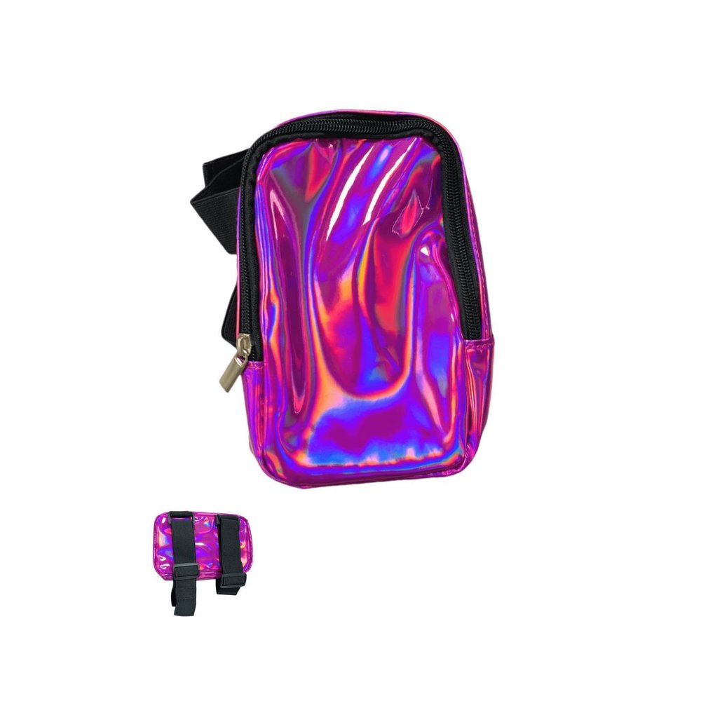 Adjustable Straps Leg Bag, Smart Colorful Outdoor Waist Pack, Holographic Thigh Leg Bag for Hiking, Sports, Travel black (pink)