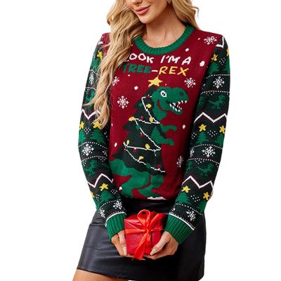 Womens Ugly Christmas Sweater, Knitted Crew Neck Sweater Tops, Festive Crew Neck Sweater Christmas Sweater, Women's Pullover Sweaters