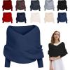 2025 New Scarf with Sleeves for Women,Upgrade Sweater Scarf with Sleeves, Multifunctional Cozy Scarfs Crochet Wrap (Blue) view 1