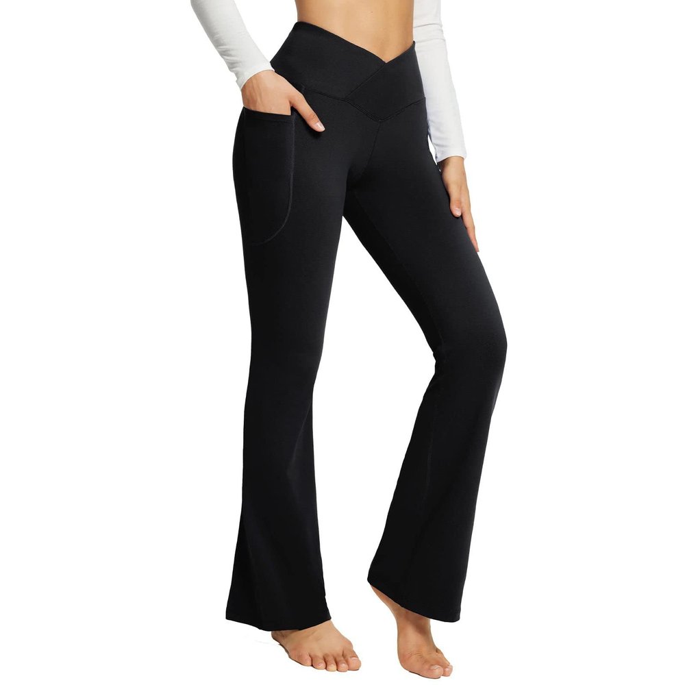 3Blck Early Deals 2024 Loose Yoga Leggings, Same Day Delivery Prime, Wide Leg Yoga Trousers, Athletic Wear Sizing: Large, Color: Black