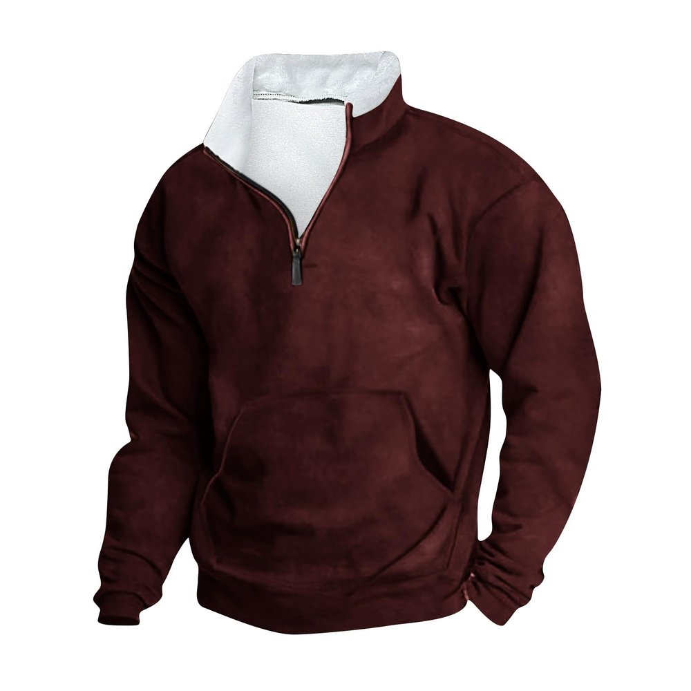 Sunaei Men Western Aztec Pullover Sweatshirts Quarter Zip Jacket Tops Fleece Lined Fashion Sweatshirt Cowboy Western Clothing
