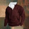 Sunaei Men Western Aztec Pullover Sweatshirts Quarter Zip Jacket Tops Fleece Lined Fashion Sweatshirt Cowboy Western Clothing view 2