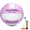 Magicorange Volleyball, 1 Pack Official Size 5 Soft Touch Recreational Volleyballs- PU Leather Indoor Outdoor Volleyballs for Beach Play, Game,Gym,Training -Includes Ball Pump (Purple) view 1
