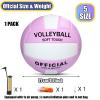 Magicorange Volleyball, 1 Pack Official Size 5 Soft Touch Recreational Volleyballs- PU Leather Indoor Outdoor Volleyballs for Beach Play, Game,Gym,Training -Includes Ball Pump (Purple) view 2
